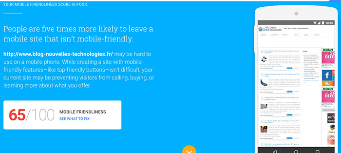 Test My Site : résultats détaillés sur le BlogNT