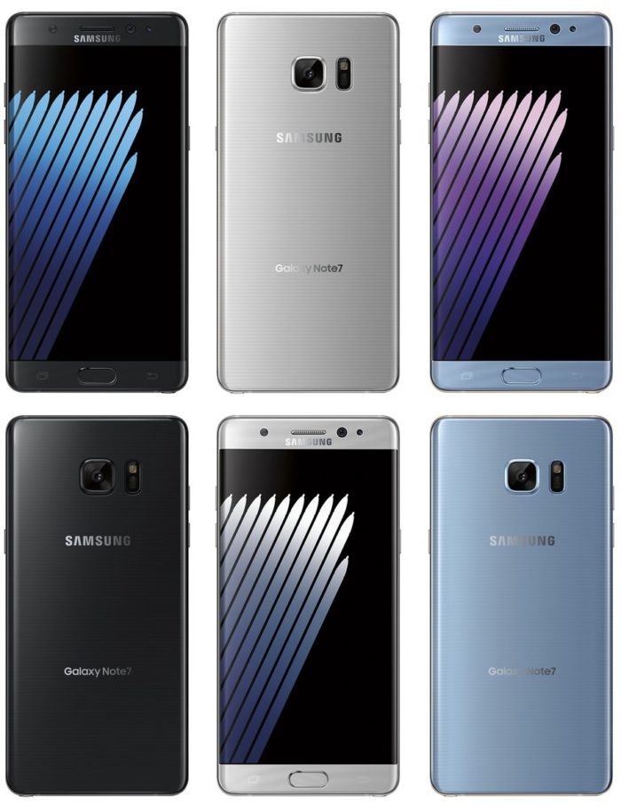 Samsung Galaxy Note 7 : différents coloris