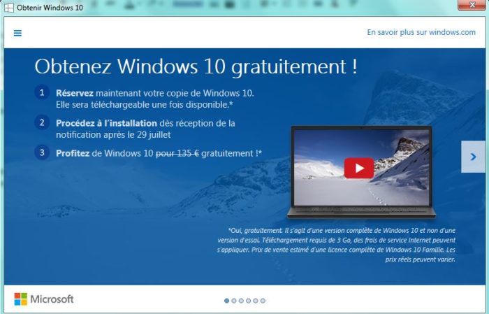 Obtenir Windows 10 sur Windows 7/8/8.1