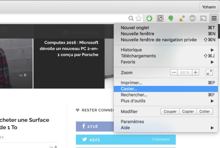 Google Cast est directement intégré dans Chrome, aucune extension n’est nécessaire 50 Chrome 51 intègre directement Google Cast pour notre plaisir