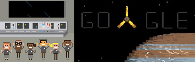 Date lancement sonde Juno : elle arrive en orbite, et Google réalise un doodle 48 Un doodle en l'hommage de la sonde Juno, arrivée en orbite de Jupiter