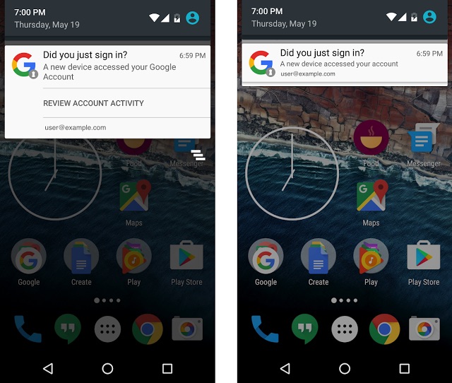 Vous recevrez une notification Android lorsqu’un nouveau dispositif accède votre compte Google