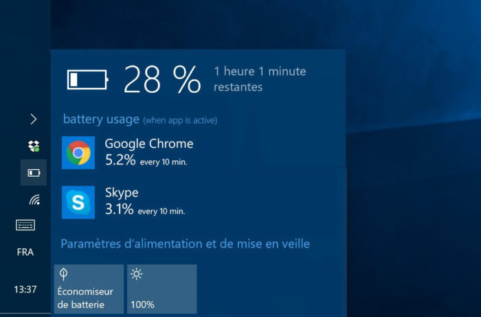 Microsoft cible Chrome sur l’autonomie par une notification sous Windows 10