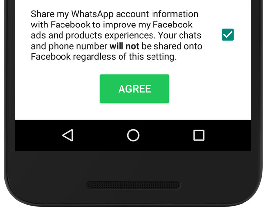 Acceptation de la licence WhatsApp