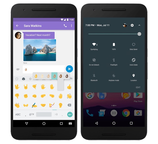 Android 7.0 apporte quelques nouveautés, dont des emojis