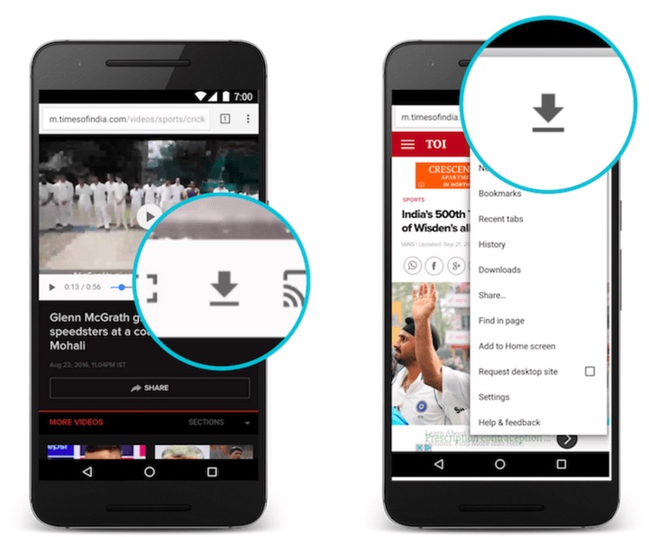 Section téléchargement dans Chrome