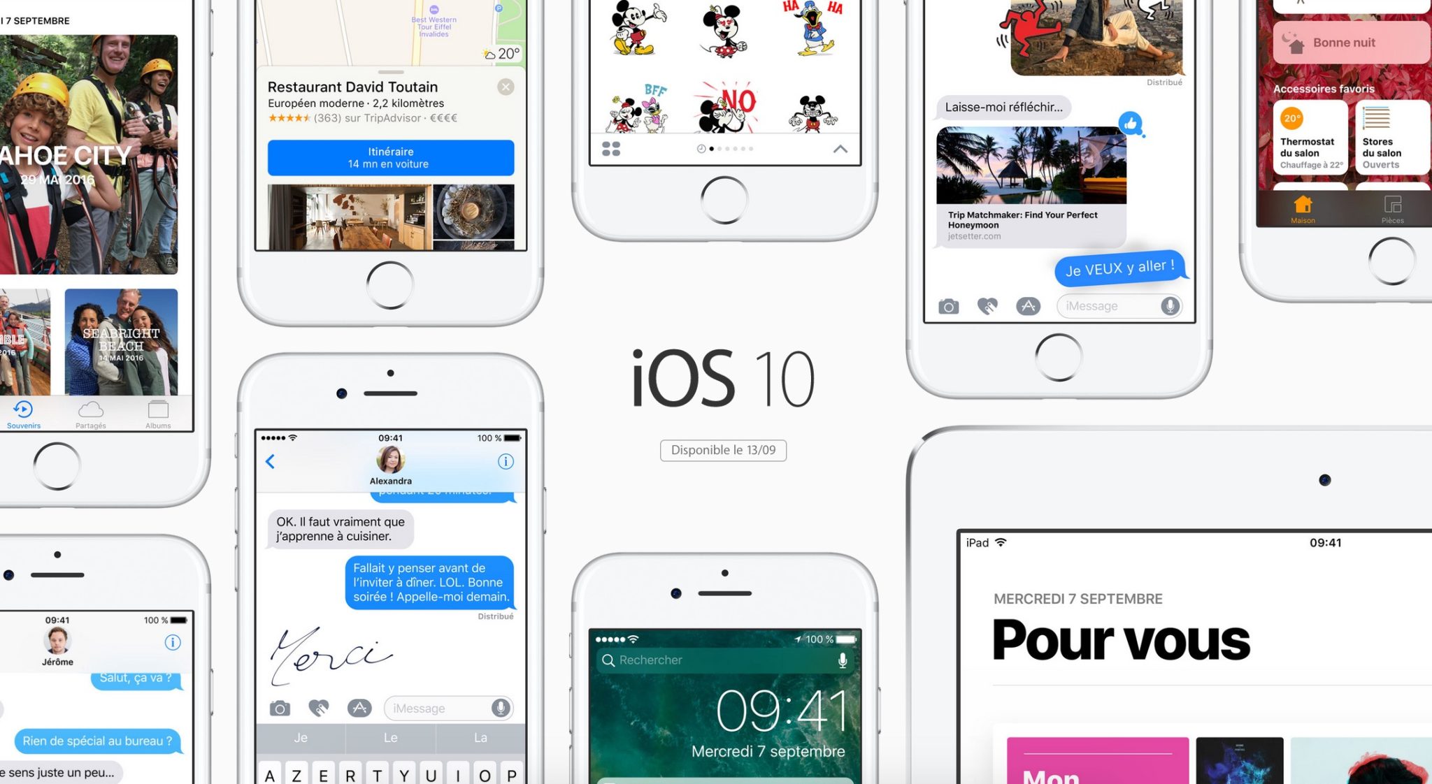 iOS 10 disponible 13 septembre