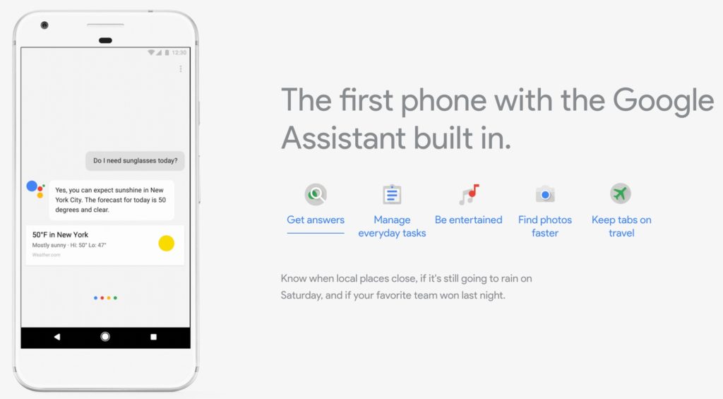 Google Assistant sur le Google Pixel XL