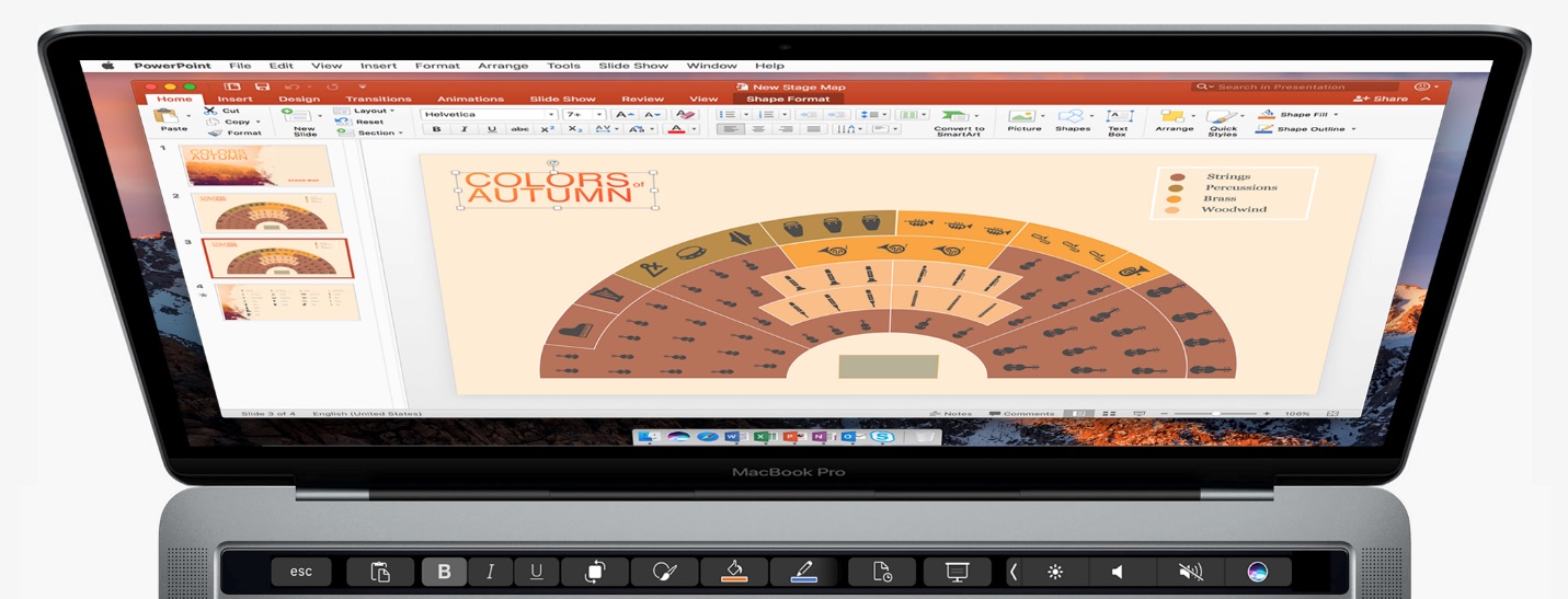 Utilisation de la Touch Bar dans Microsoft Office : PowerPoint