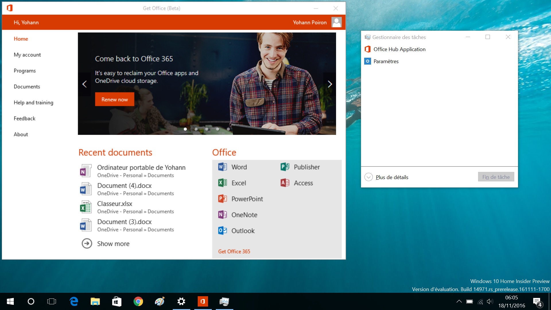 Les membres Windows 10 Insider vont tester Creators Update avec Office Hub