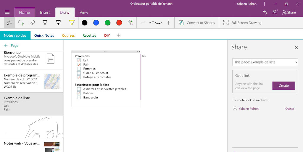 OneNote : finissez par partager votre note