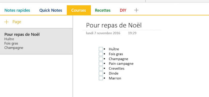 OneNote : l'ajout d'une note est très simple