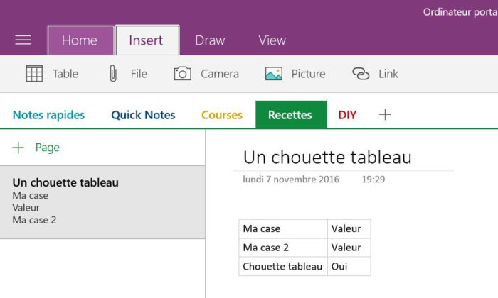 OneNote : des tableaux pourront être intégrés