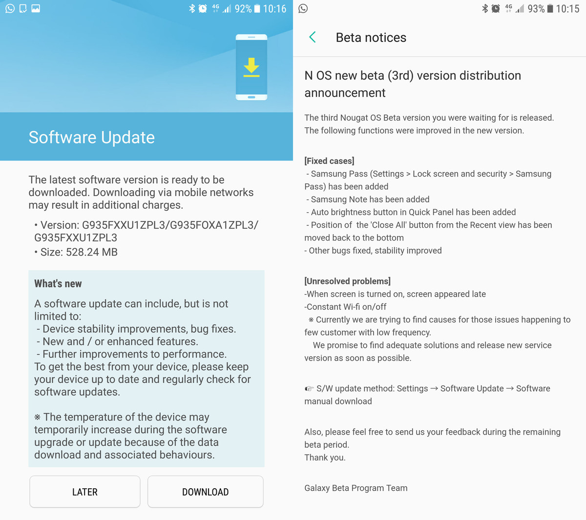 galaxy s7 edge nougat beta