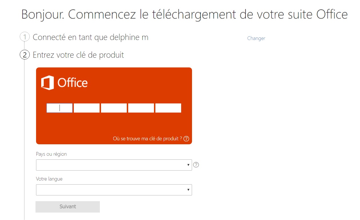 Office 365 : renseigner le code d'activation