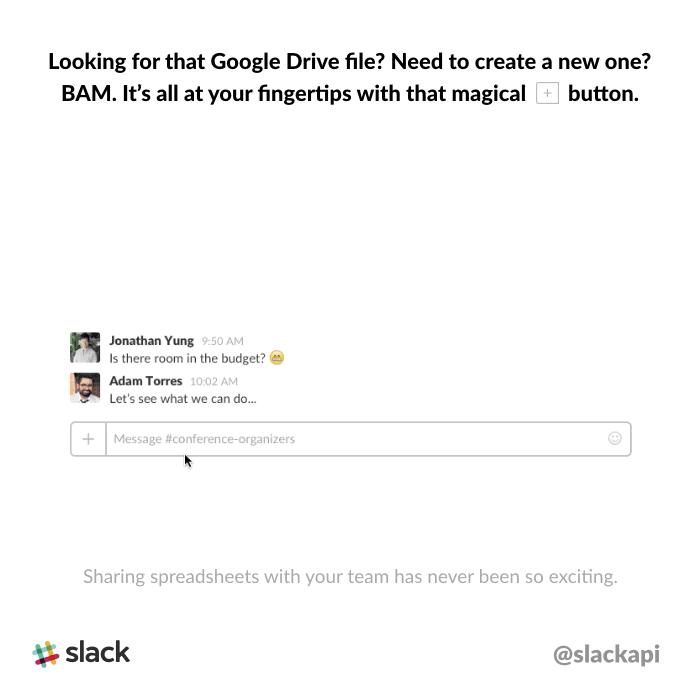 slack google drive create file