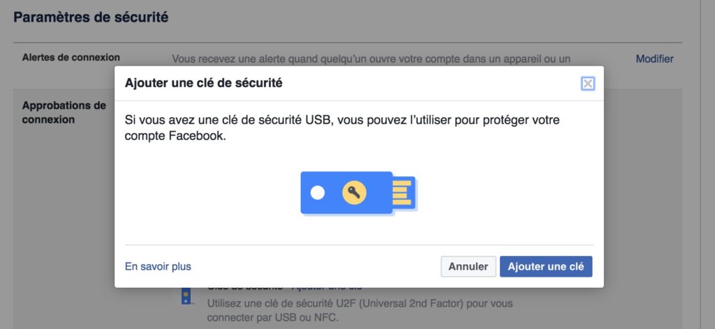 Comment sécuriser votre profil Facebook avec une clé USB ou par NFC 52 Cle de securite Facebook
