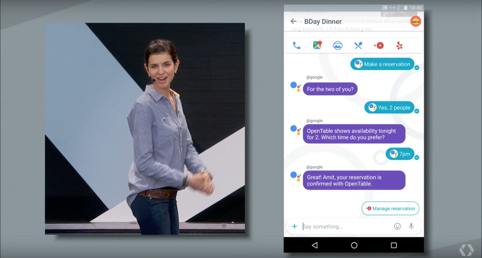 Google Assistant Allo OpenTable Yelp