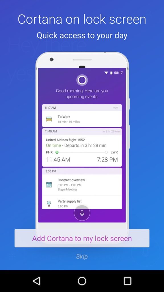 Microsoft Cortana en bêta sur l'écran de verrouillage d'Android 53 Screenshot 20170119 190223