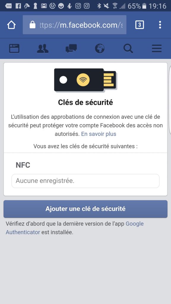 Comment sécuriser votre profil Facebook avec une clé USB ou par NFC 54 Screenshot 20170126 191627