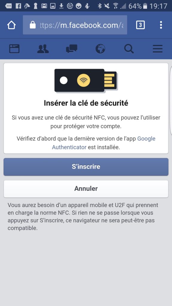 Comment sécuriser votre profil Facebook avec une clé USB ou par NFC 53 Screenshot 20170126 191705
