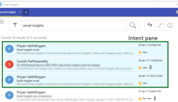 Email Insights screenshot intent pane