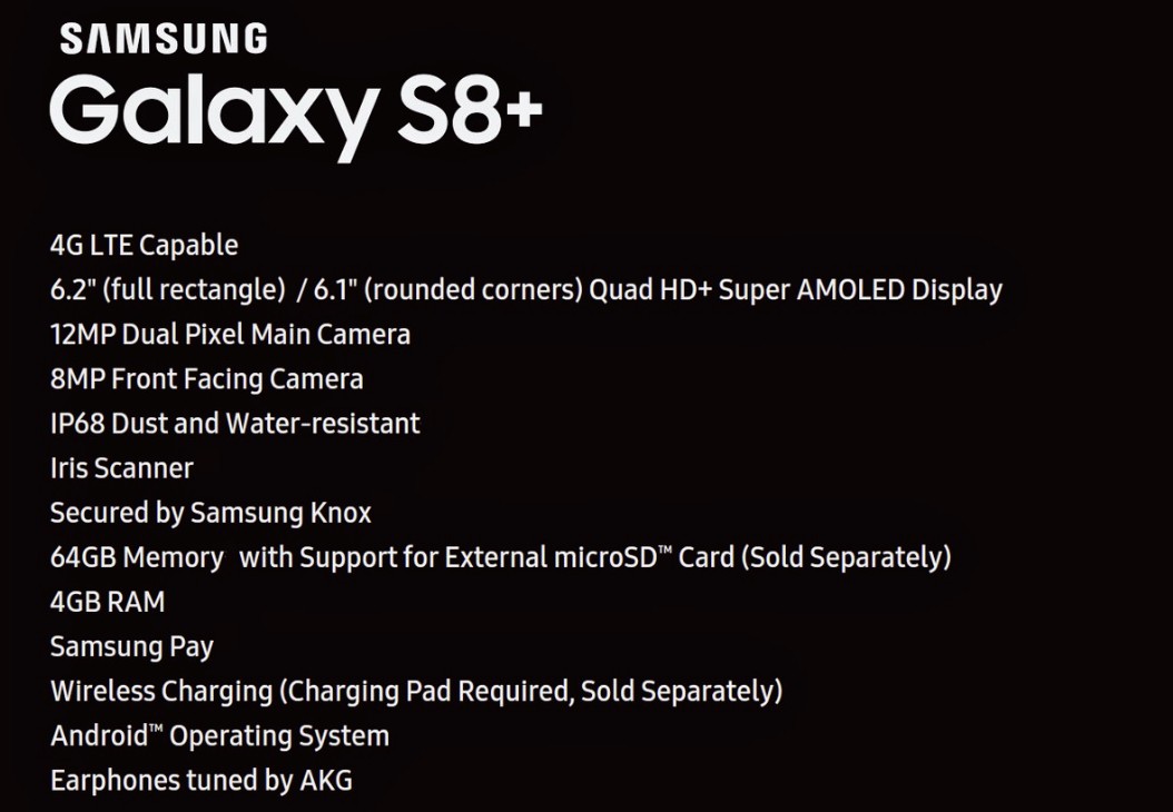 samsung galaxy s8 plus full specs sheet leaks ahead of official announcement 513214 2