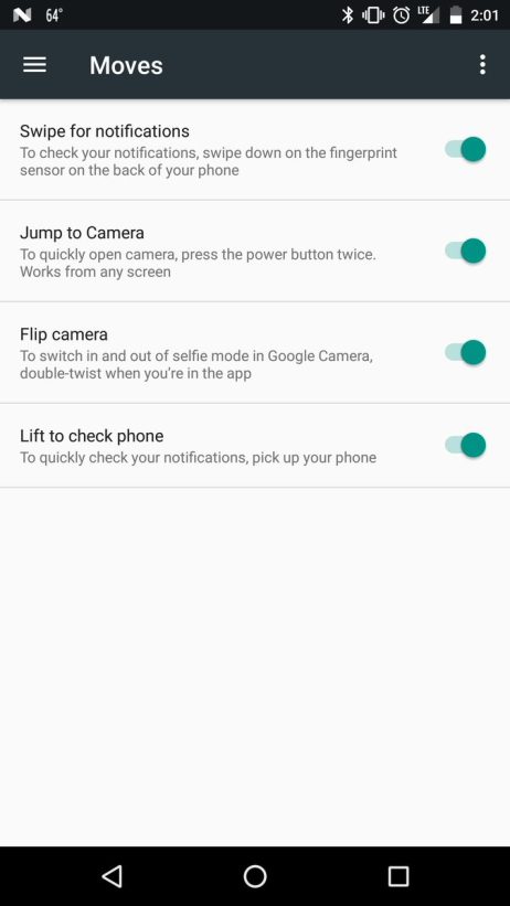 nexus 6p fingerprint gestures