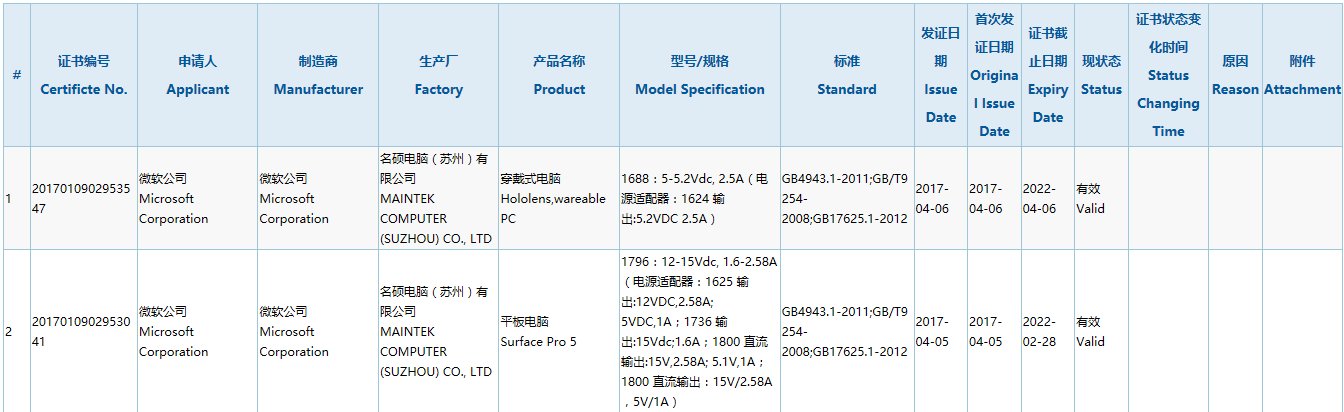 microsoft surface pro 5 certification chine