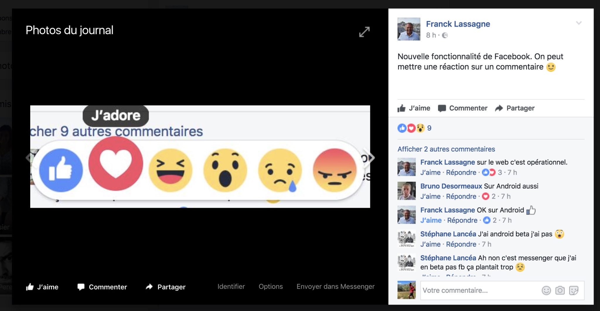 Reactions Facebook