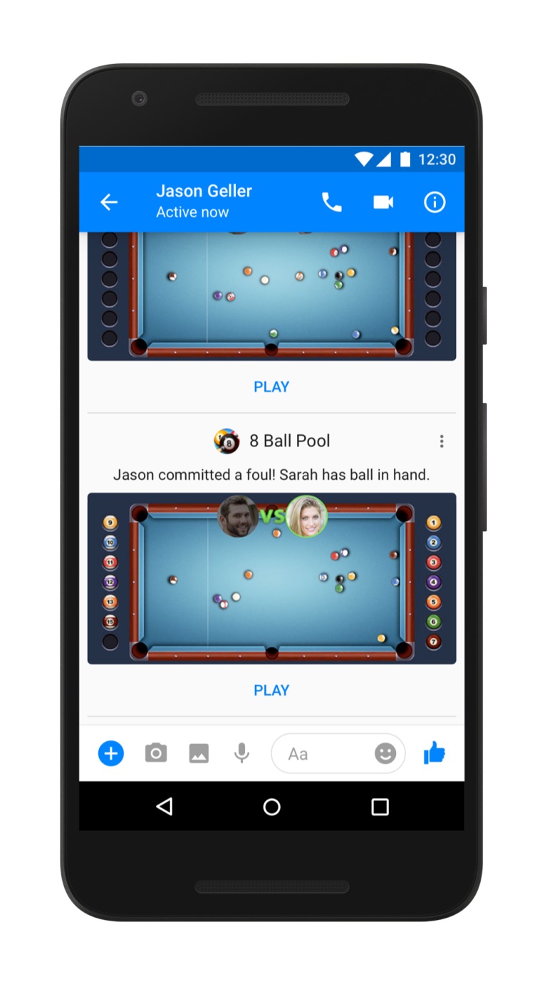 facebook annonce sortie mondiale instant games sur messenger 1