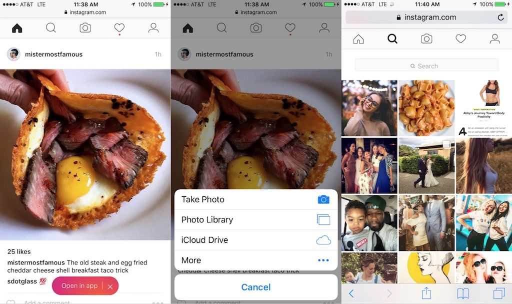 instagram mobile web explore
