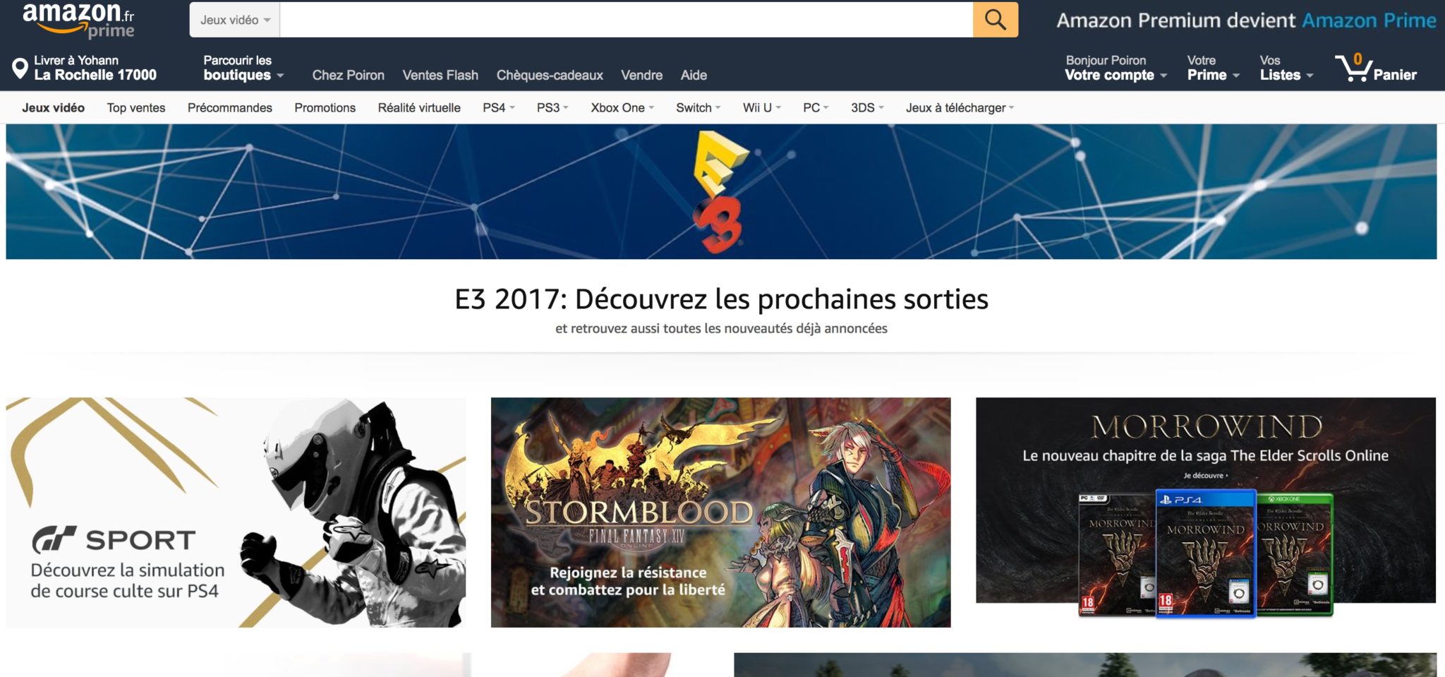 e3 2017 amazon propose semaine offres exclusives gaming