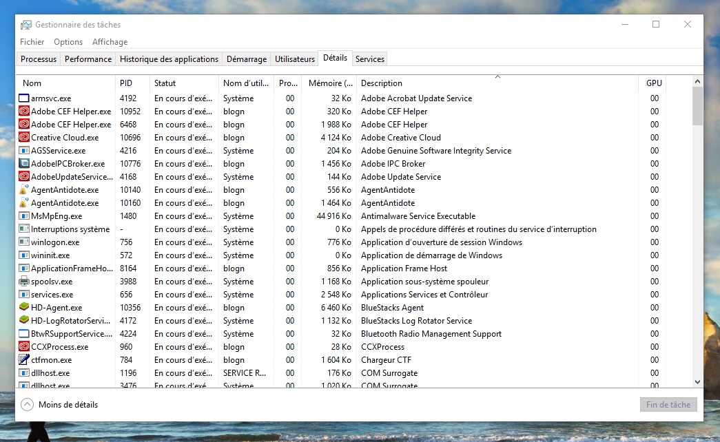 gestionnaire taches windows 10 affiche informations gpu 1