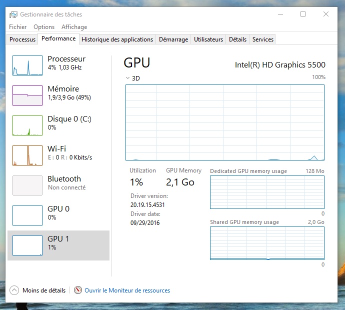 gestionnaire taches windows 10 affiche informations gpu