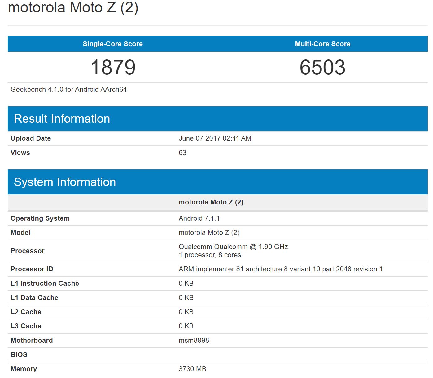 moto z2 geekbench