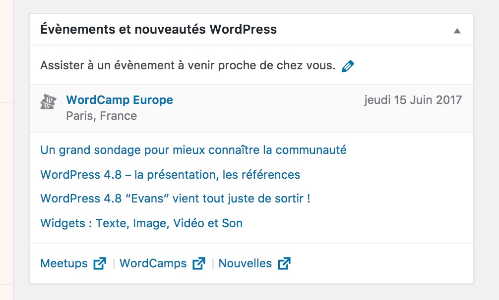 wordpress 4 8 evenements
