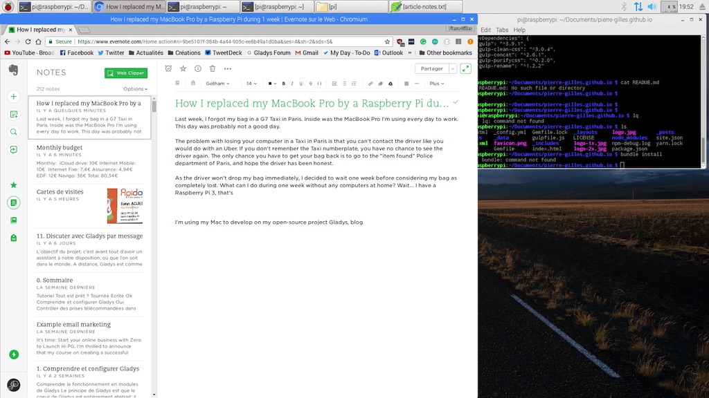 Il remplace son MacBook Pro par un Raspberry Pi 3 pendant une semaine 51 evernote web raspberry pi