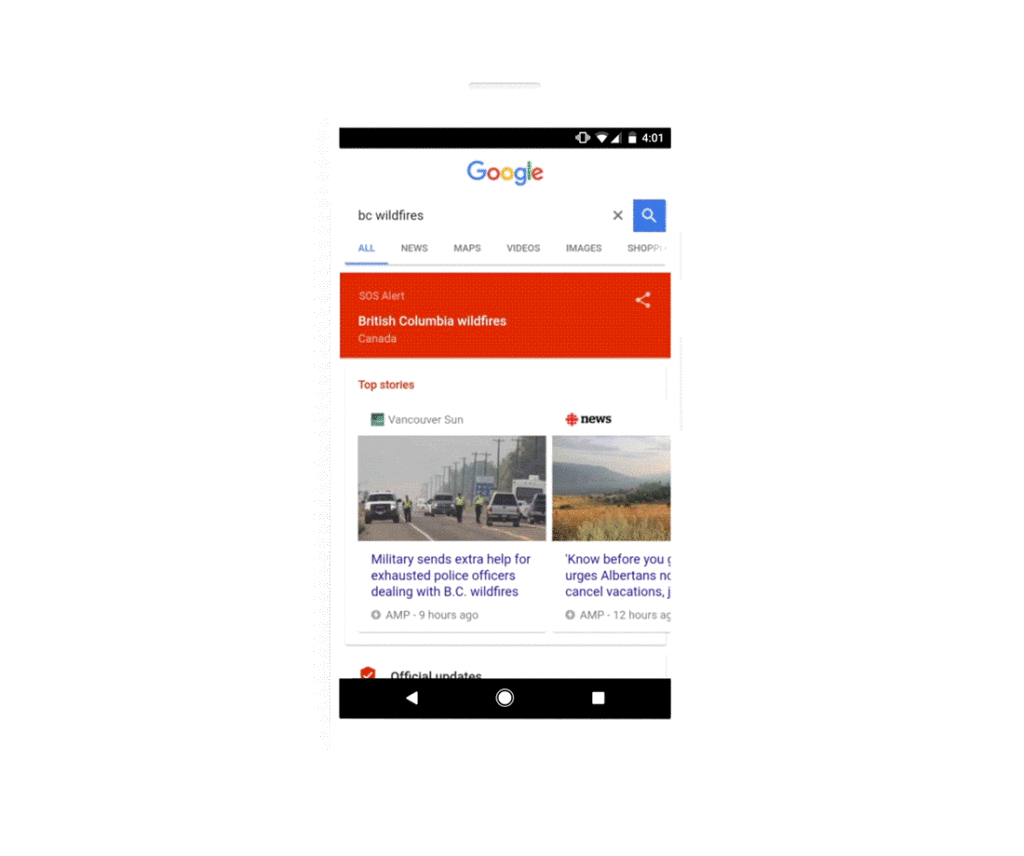 Pour les situations de crise, Google lancera « SOS Alerts » 34 search alert 1100px