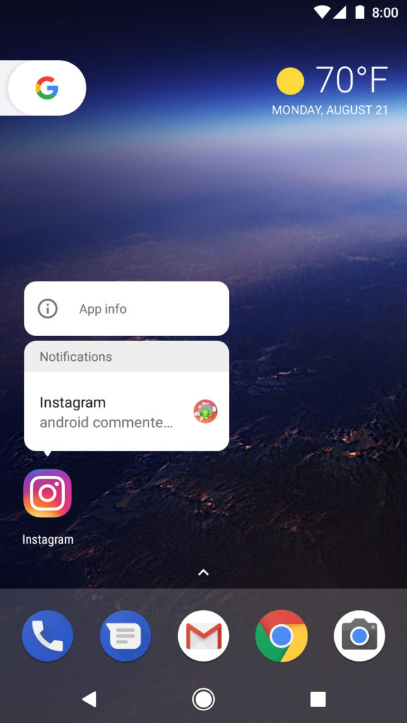 Notification dots open