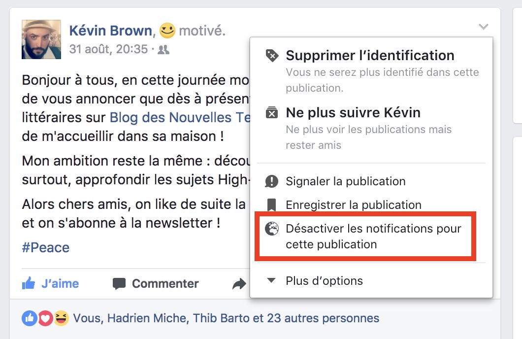 comment desactiver notifications nouveau commentaire 2