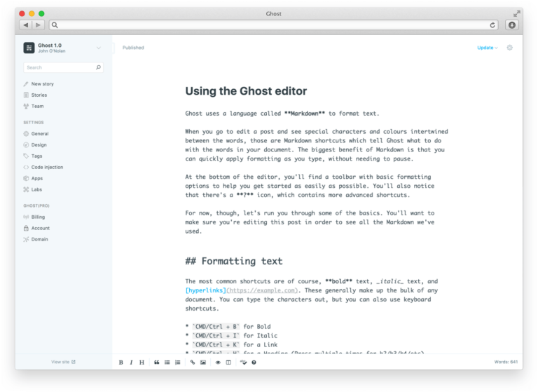 Ghost : le système de blogging open source est désormais accessible 40 editor