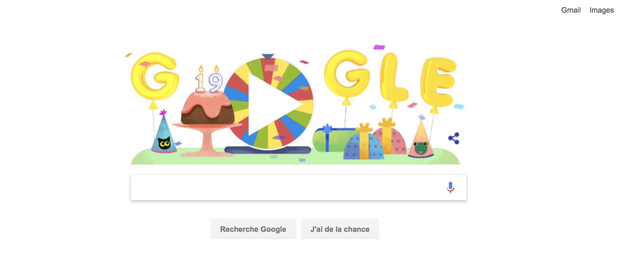 faites tourner roue annniversaire google