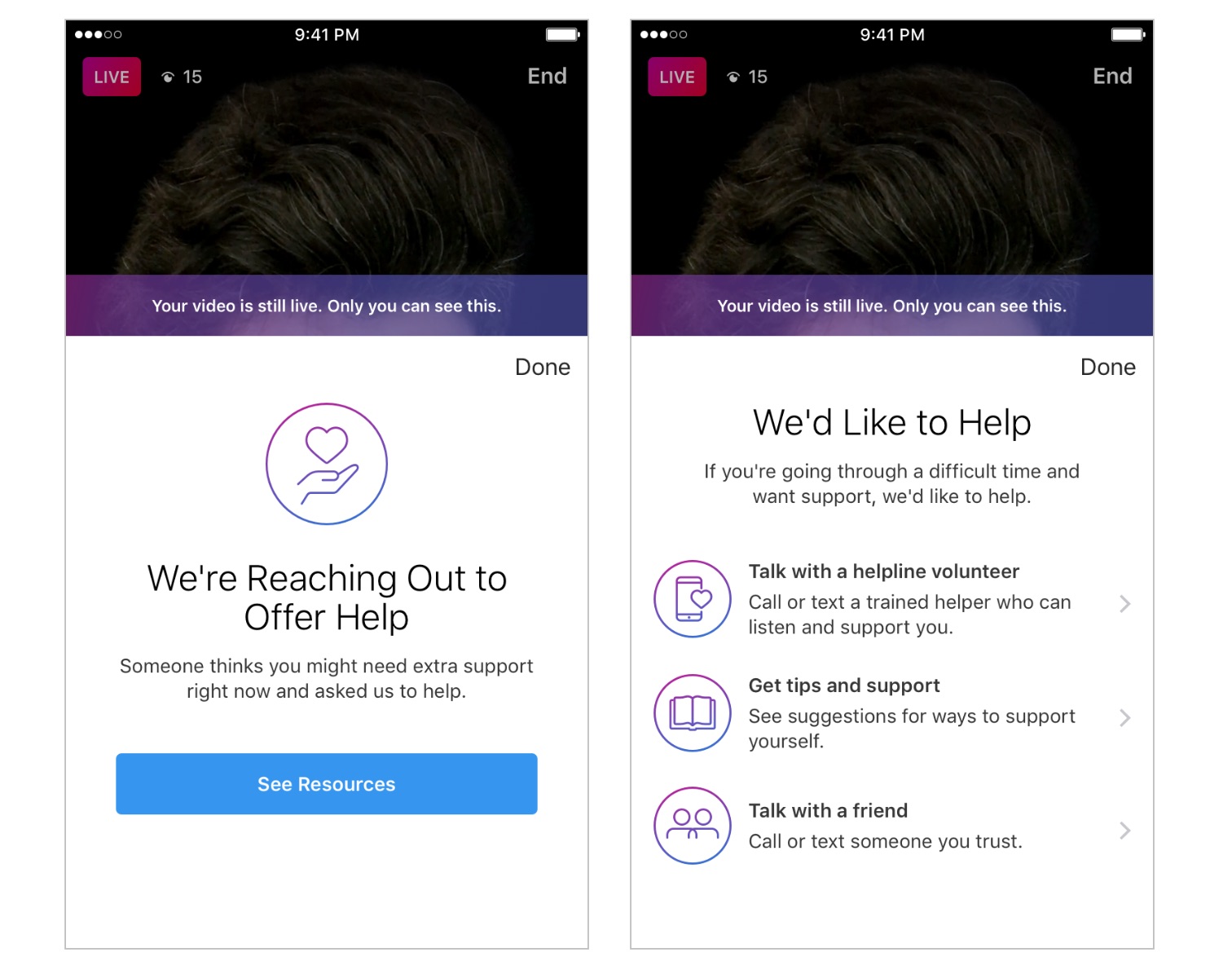 instagram anonymous live video reporting