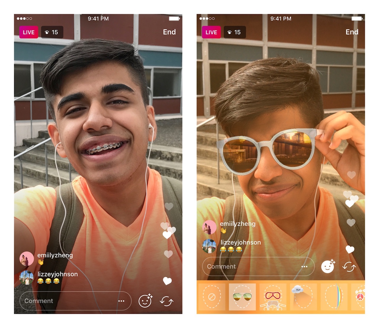 Les filtres  de visage  pour les Live Video sur Instagram  