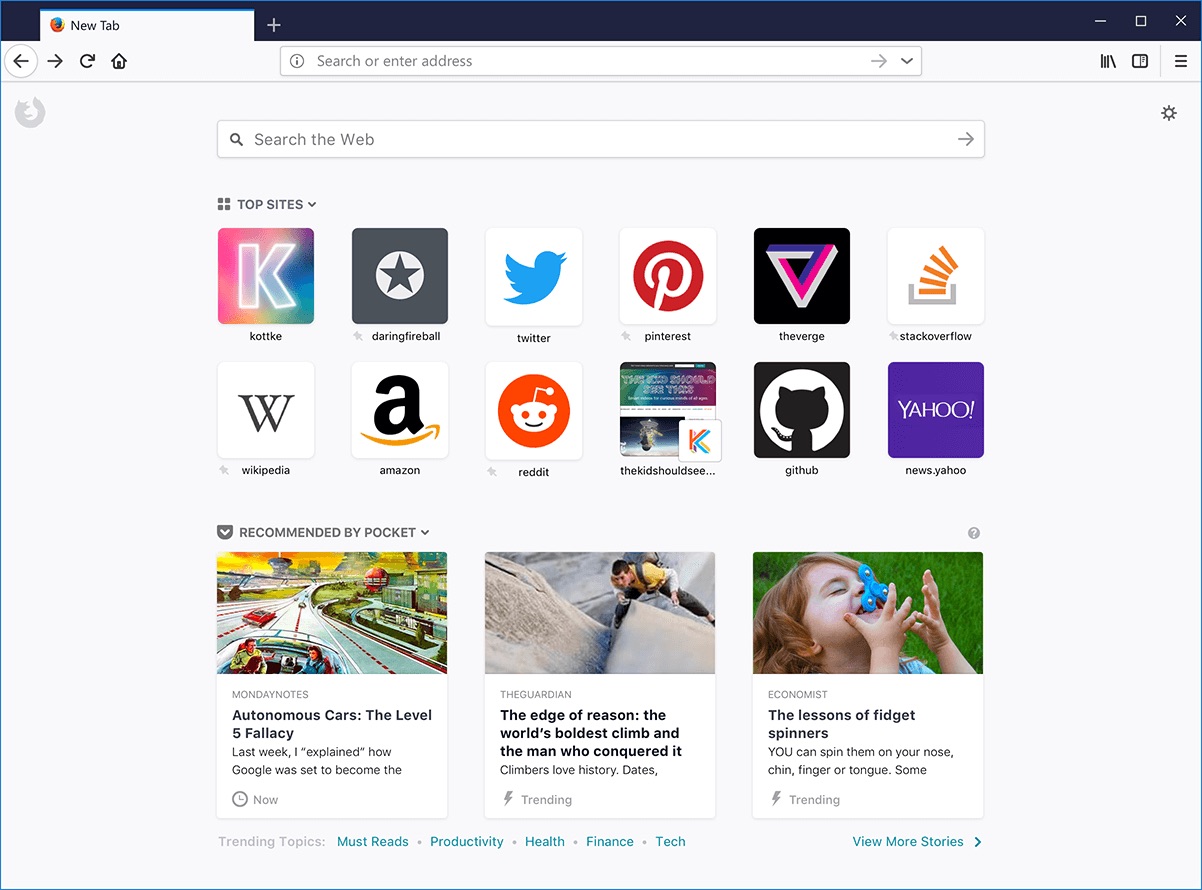 Firefox 57 Quantum : pour un Web plus rapide et plus stable 50 new tab.427b1409d575