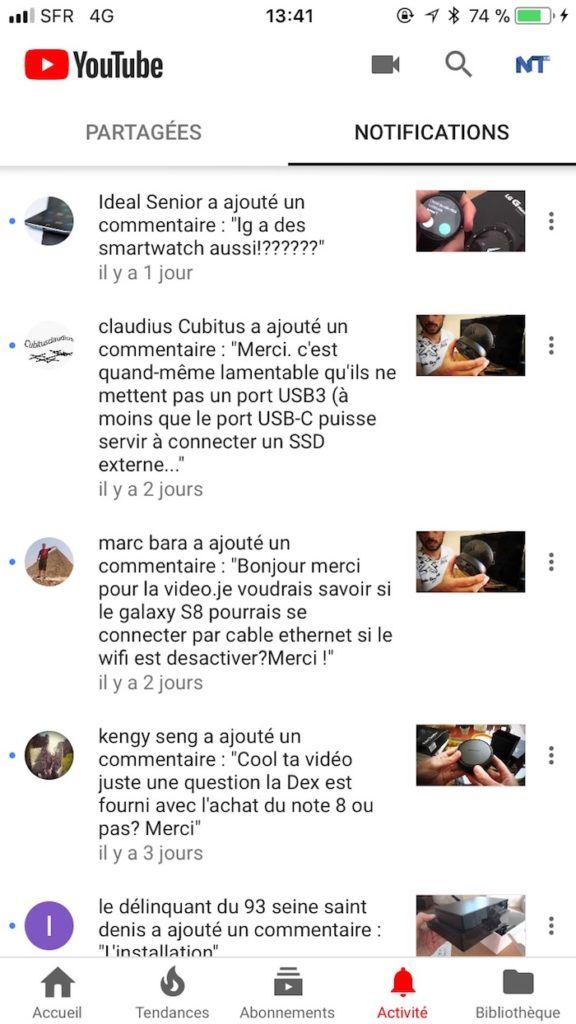 L'onglet Activité de YouTube mélange les notifications et les vidéos partagées 44 IMG 5025
