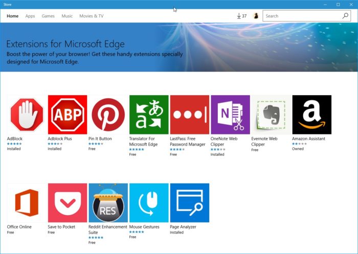 Sur Edge, Microsoft privilégie la qualité des extensions plutôt la quantité