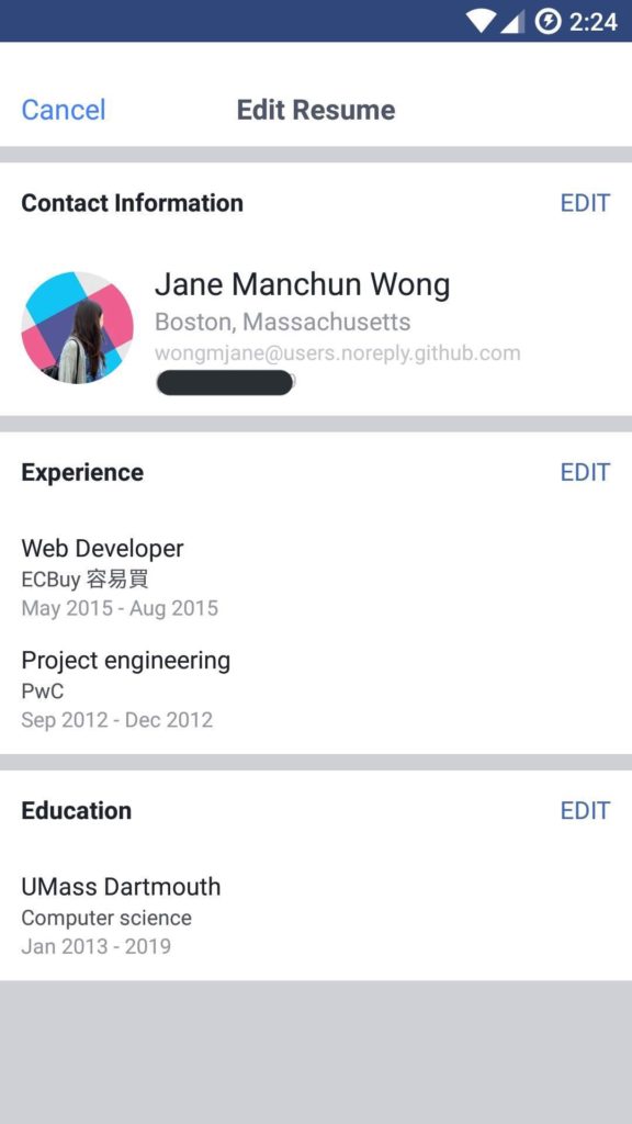 Bientôt votre CV sur Facebook ? Une fonctionnalité est en cours de test 51 resume fb