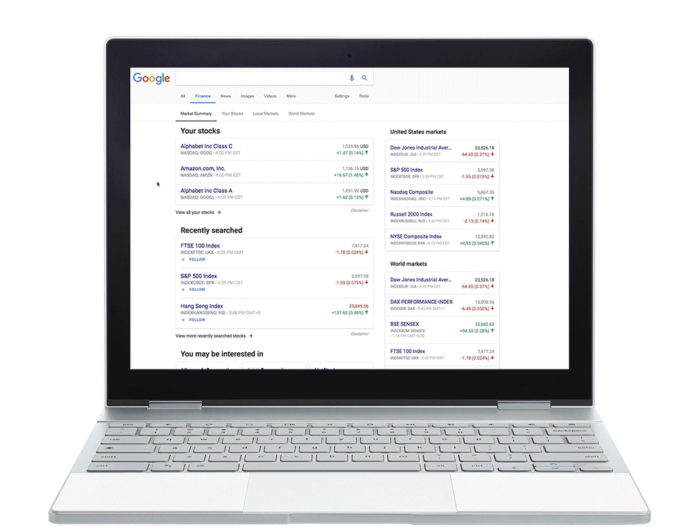 Google Recherche dispose désormais d’un onglet dédié aux actions et à la finance